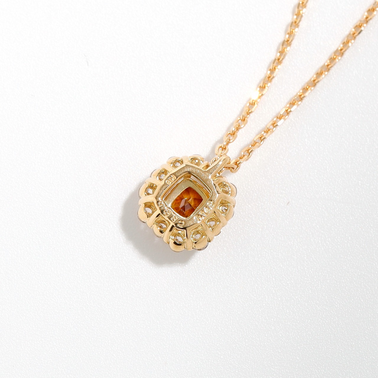 ファンシーディープ ブラウニッシュオレンジ ダイヤモンド ネックレス K18 / SI1  / 0.382ct / DA 0.142ct