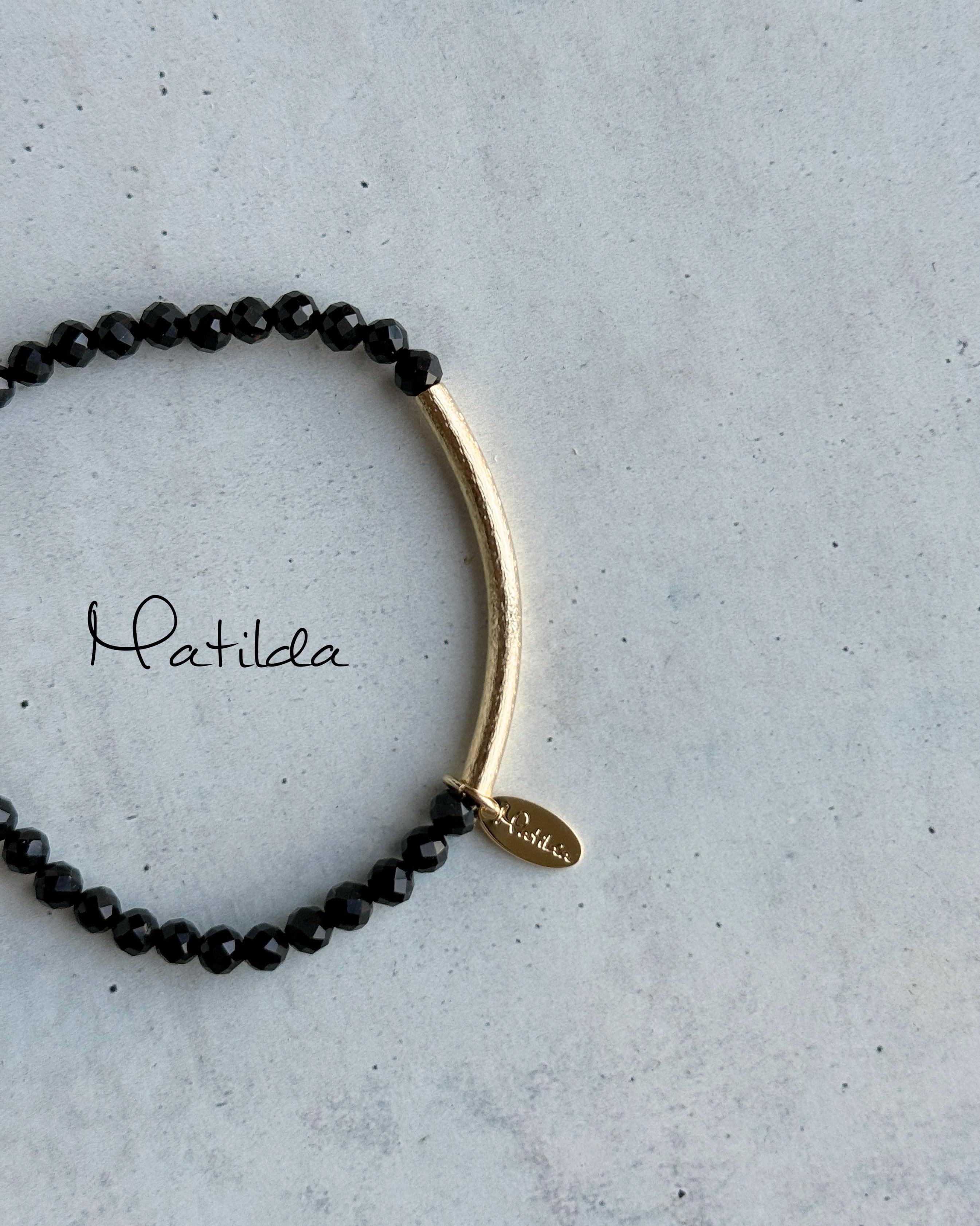 【再販】Tube & stone bracelet(オニキス)