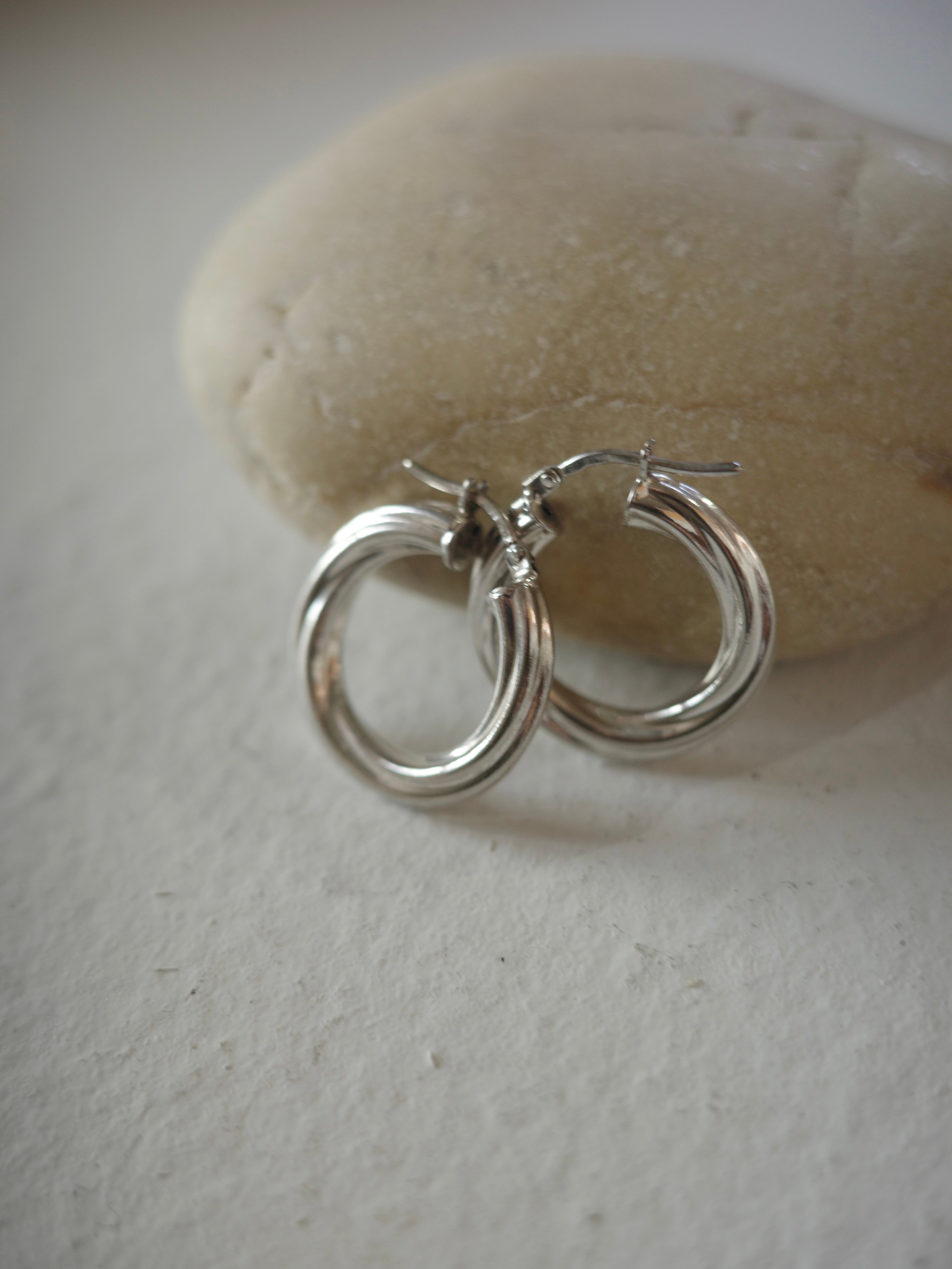 <vintage silver925>twisted hoop pierce