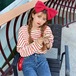✞ ラウンドネック長袖スリーブカラーストライプカジュアルTシャツ トップス 大人女子☆ ロング ✞ゴスロリ SM ミリ 甘ロリ クラロリ 和ロリ エレガント 黒ロリ 姫ロリ 華ロリ BB-BB28324815852