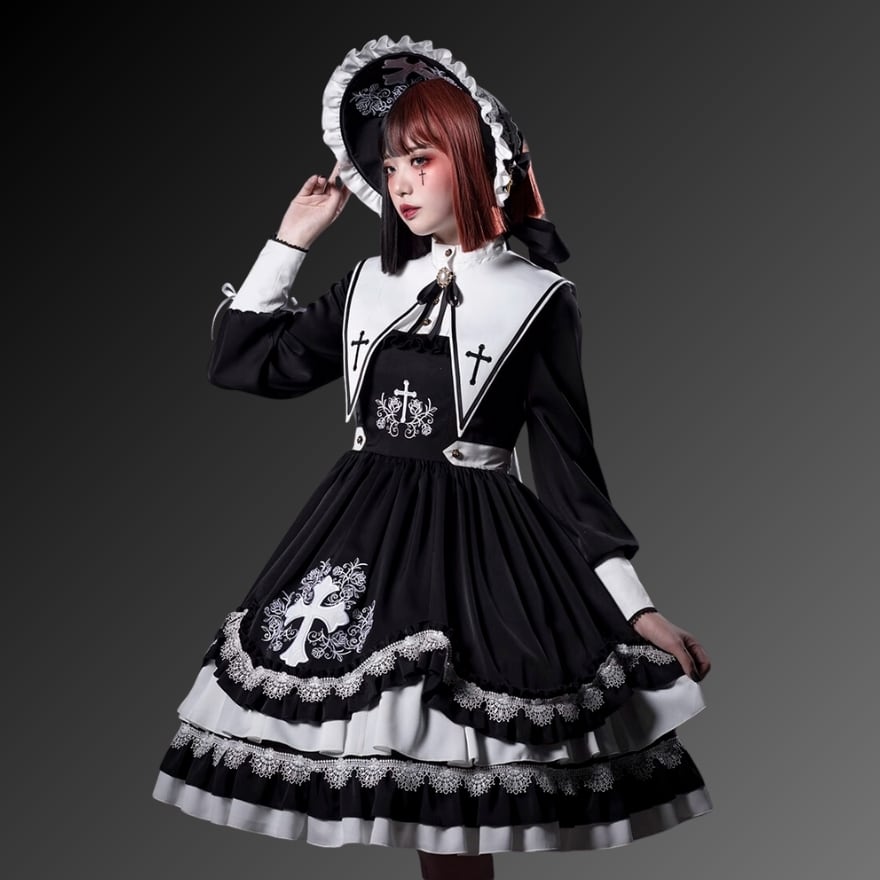 ゴスロリ通販 With U セット ワンピース ボンネット ゴスロリ ダーク