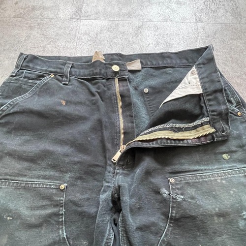 推定90s USA製 ブラック ダブルニー Carhartt B01 36×34 詳細写真7