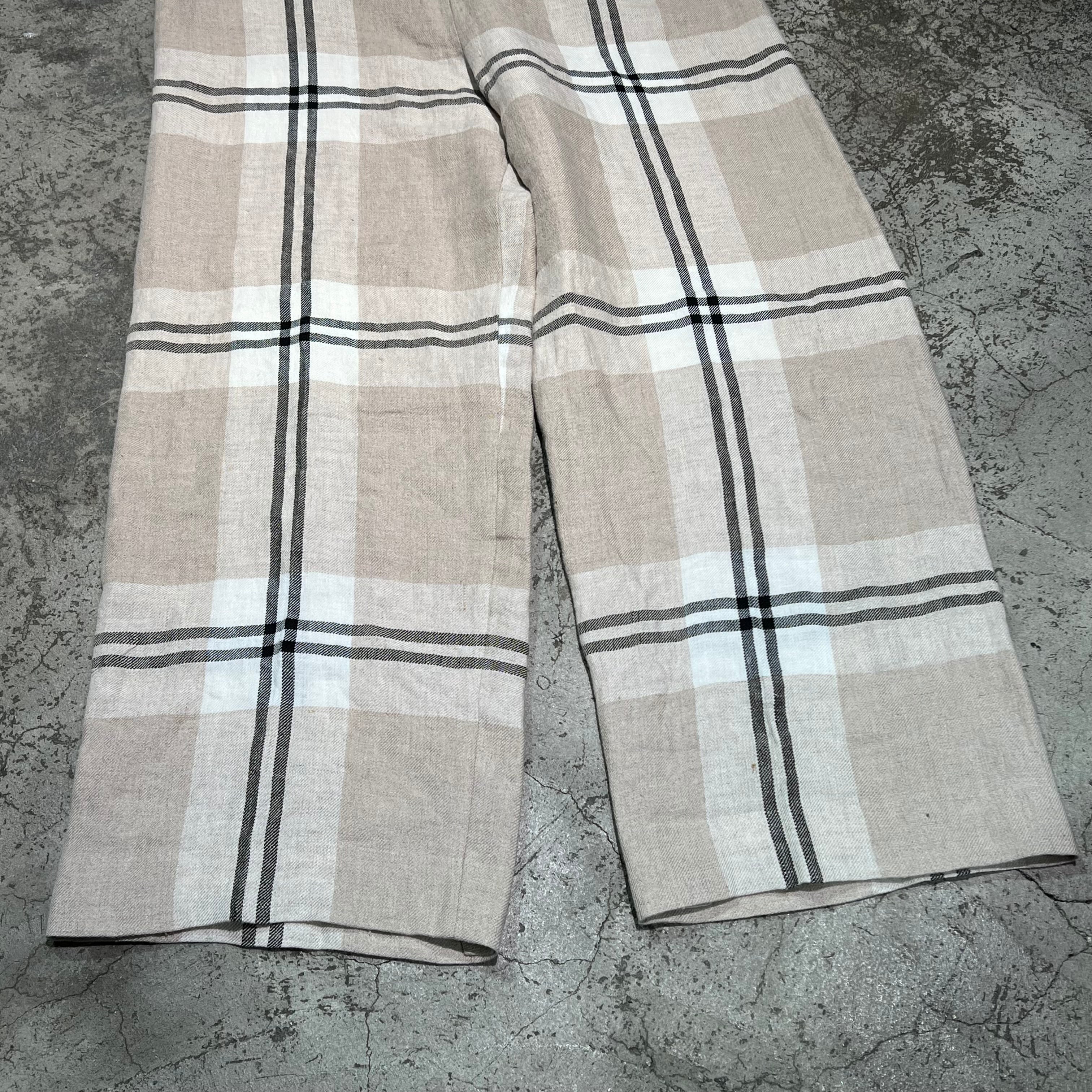 SUNSEA　サンシー　LINEN CHECK WIDE PANTS リネンパンツ SIZE2.21S48　【表参道t04】 |  ブランド古着Brooch powered by BASE