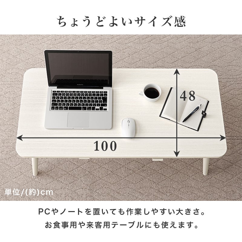 【組立式】木目調センターテーブル 引き出し2杯付き ローテーブル リビング コンパクト スリム 3色展開 幅100cm