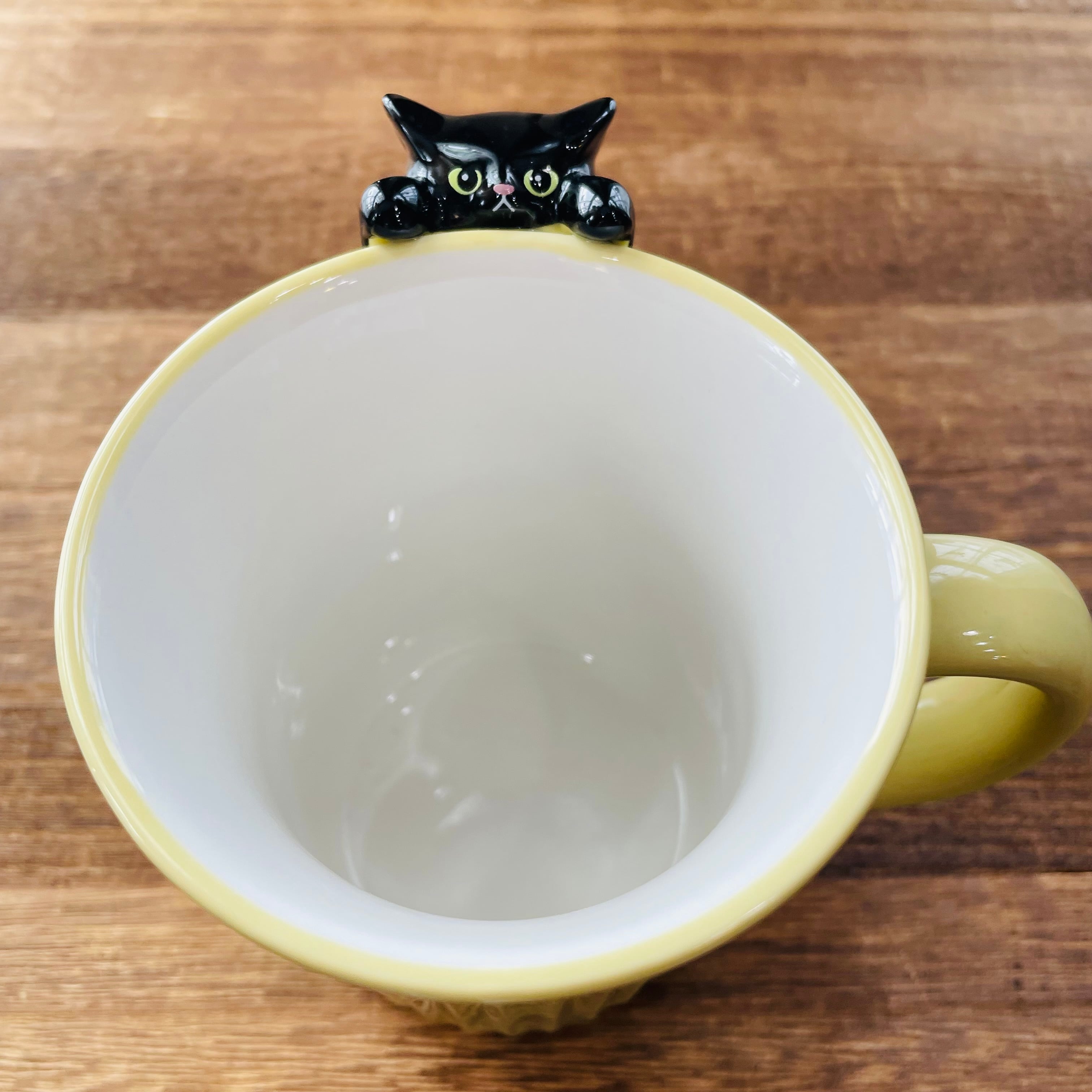 マグカップ｜にらめっこマグ  猫雑貨 猫モチーフ 猫柄 猫グッズ おうち時間 黒猫 プレゼント プチギフト 贈り物