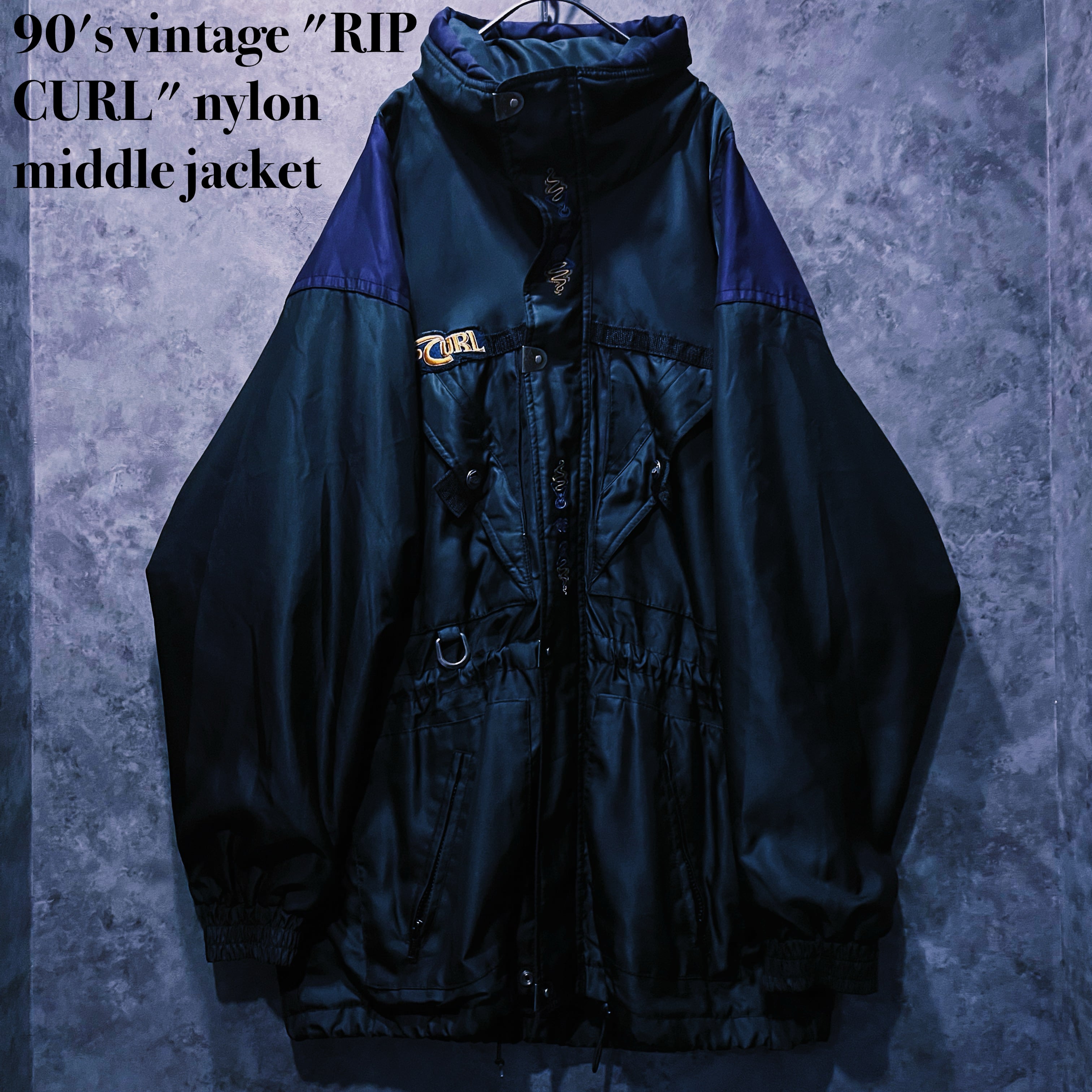 【doppio】90's vintage "RIP CURL" nylon middle jacket