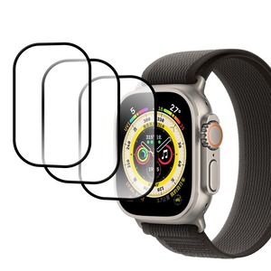 【特価処分】【3枚】YUGYUG 対応 Apple Watch 保護フィルム Series 11/10/9/8/7/SE3/SE2/SE/6/5/4/3/2/1 Ultra 3/2/1 PET複合材 [日本製素材複合炭素繊維] 高感度タッチ 指紋防止 気泡レス アップルウォッチ フィルム（Series 9/8/7 45mm 専用)