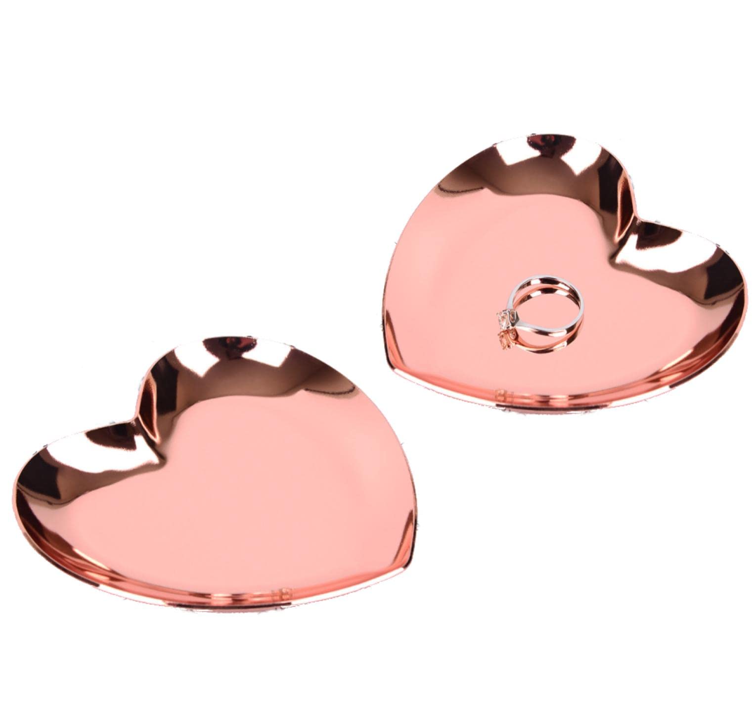 【新着特価】fogman ジュエリー トレイ アクセサリー ステンレス ハート かわいい 小物入れ 2個セット (ローズゴールド)