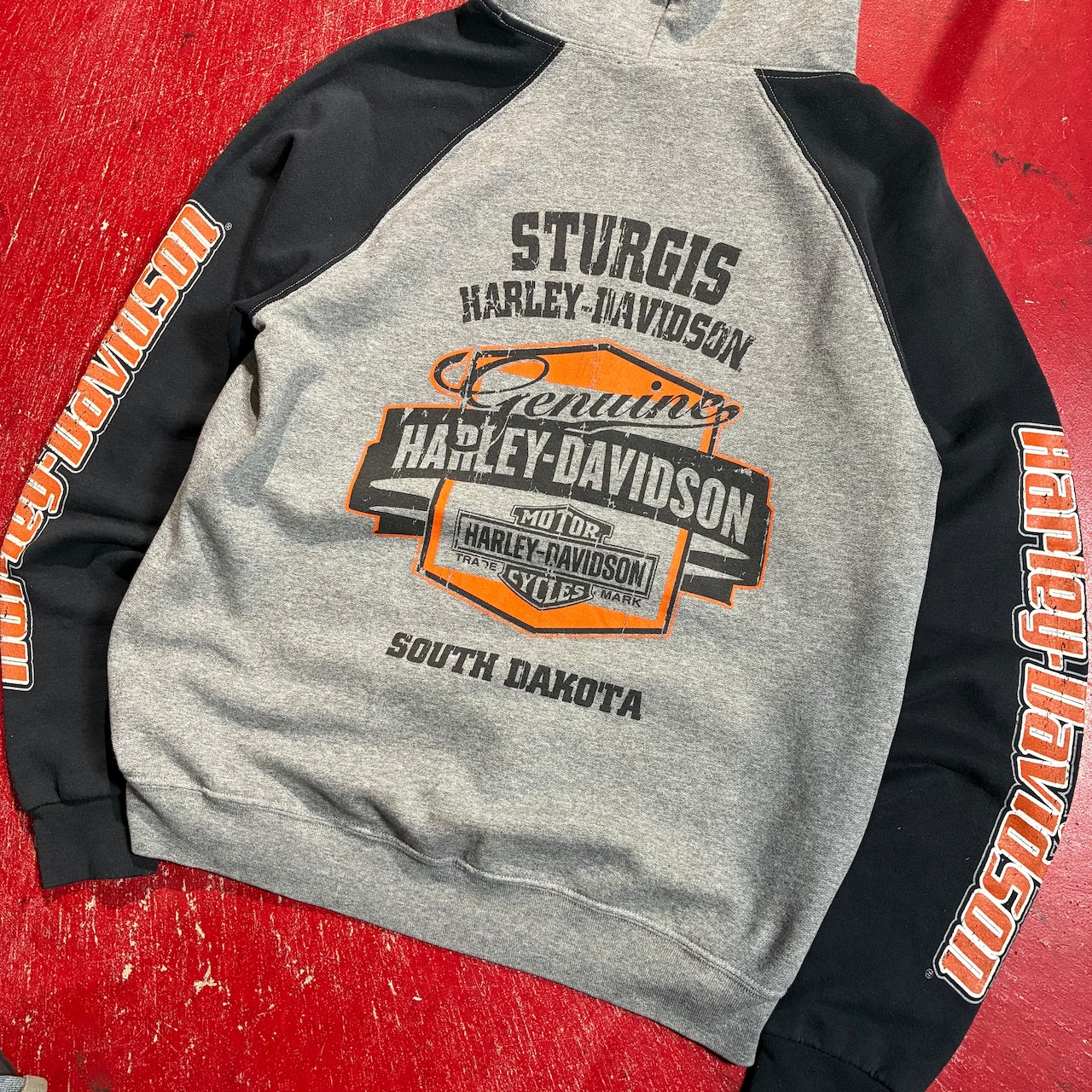 Harley-Davidson Y2K ラグランパーカー 袖プリント ハーレーダビッドソン