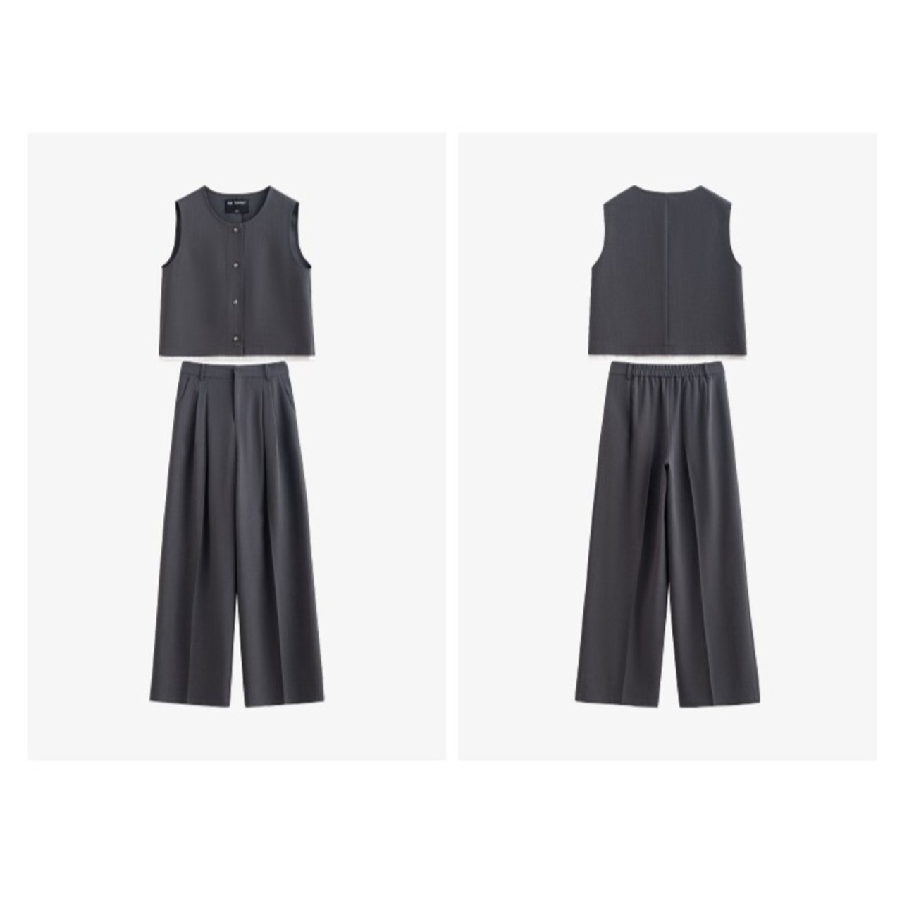 【Set-up】Sleeveless Dark Gray Set Up / ノースリーブ ダークグレー セットアップ