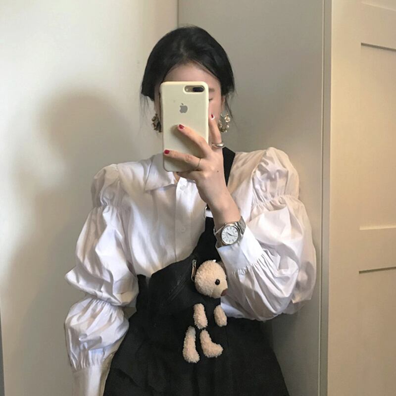 シャツ スプリングホワイトトップス 春物 試着室59827707358