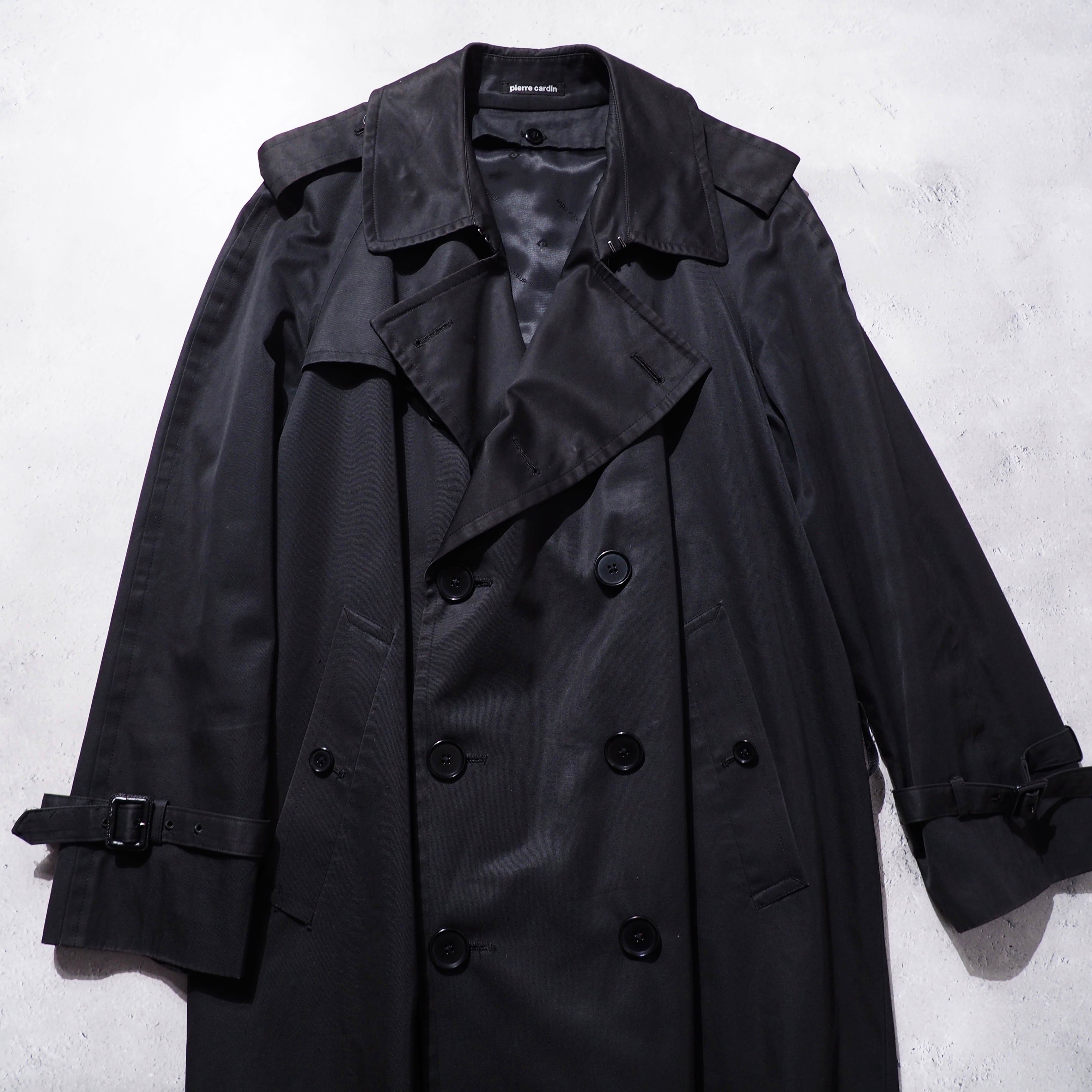 完品 ” Old Pierre cardin ” Beautiful silhouett Black mode vintage trench coat