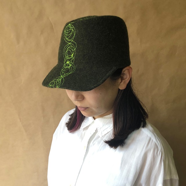 Wool HEKOMI CAP × stitch【受注生産／Build to order】ウール へこみキャップ × ステッチ 帽子