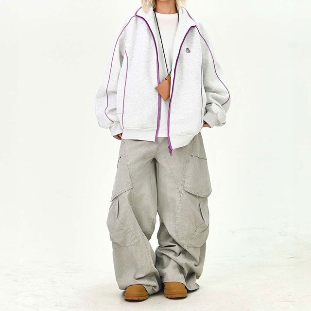 パイピングラインスタンドジップブルゾン
 2col   R01608