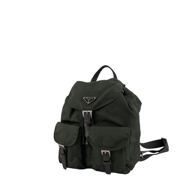 PRADA プラダ バックパック カーキ トライアングルロゴ ナイロン ダブルポケット B2811F vintage ヴィンテージ オールド zyewrg