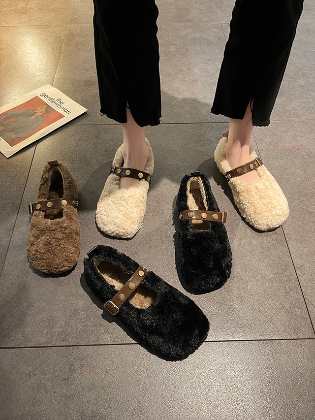 ウィンターベルベットレッドファーシングル 靴 シューズ 冬物 部族の婦人靴86033274807