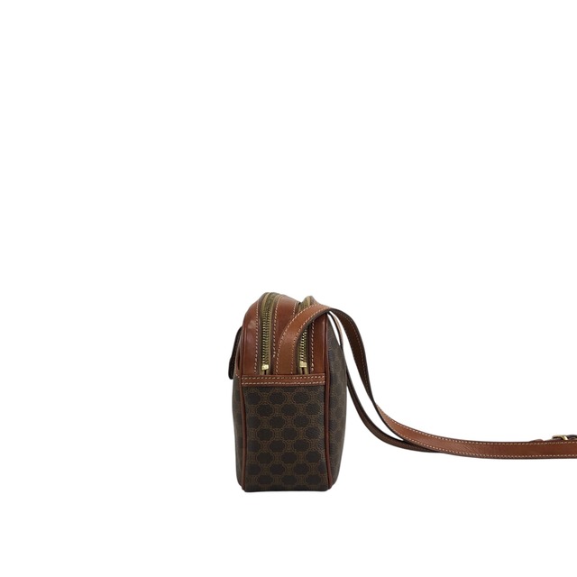 CELINE セリーヌ マカダム ショルダーバッグ ブラウン ブラゾン PVC レザー vintage ヴィンテージ オールド 26ppnb