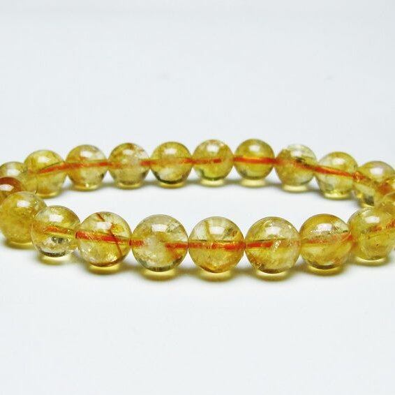 シトリンクォーツ ブレスレット 虹入り 9mm シトリン ブレス 一点物 メール便可 [M便 1/10] 111-46147