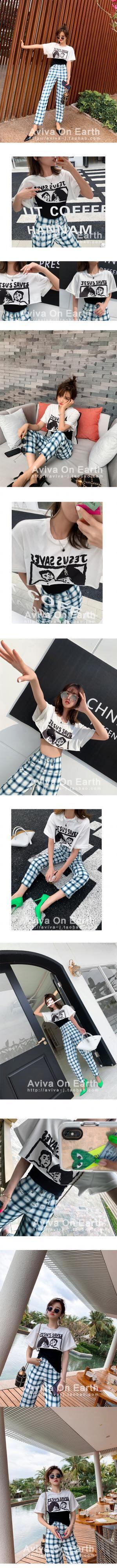 ♥ 超ショート丈プリントTシャツ 黒キャミ タンクトップ