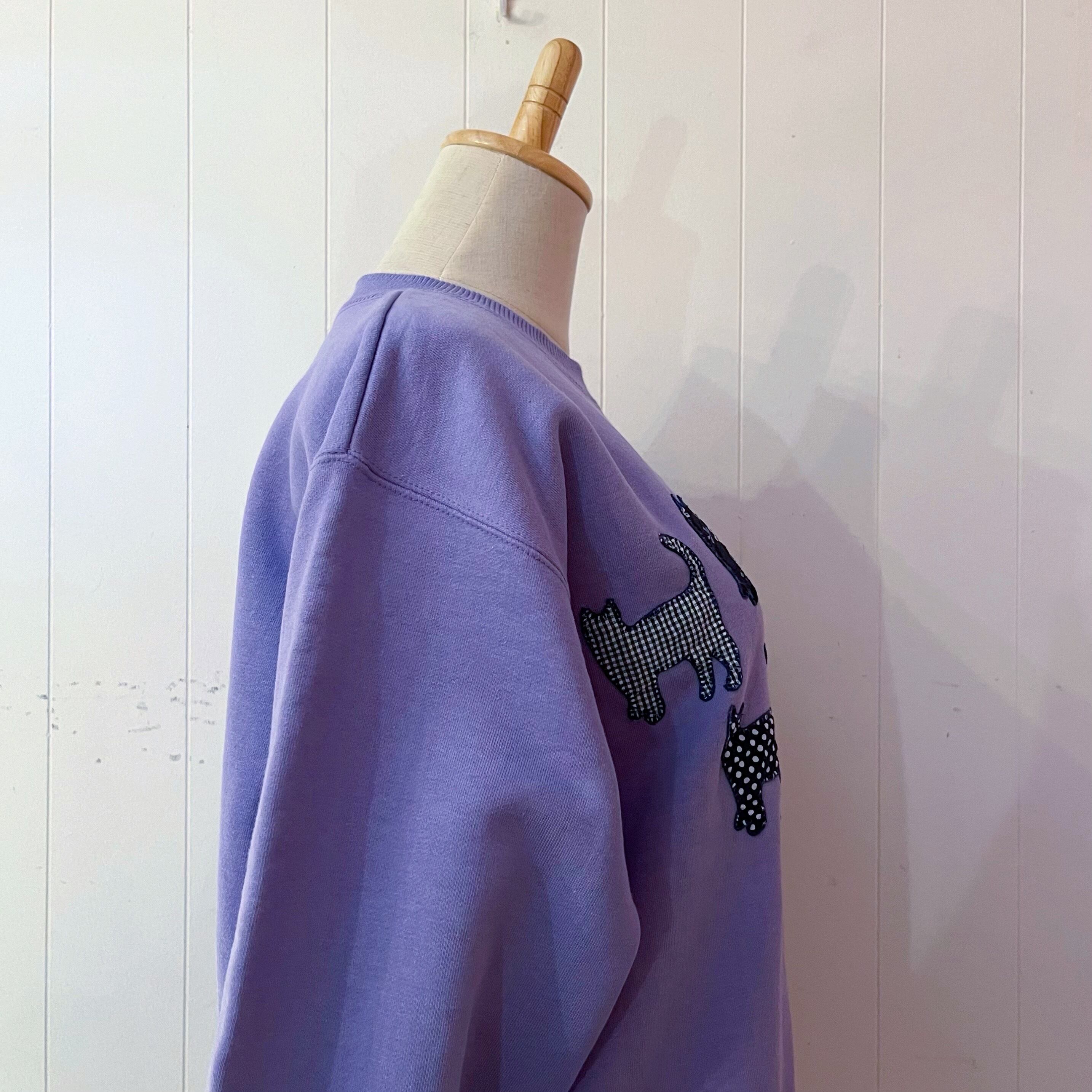 patchwork cat purple sweat