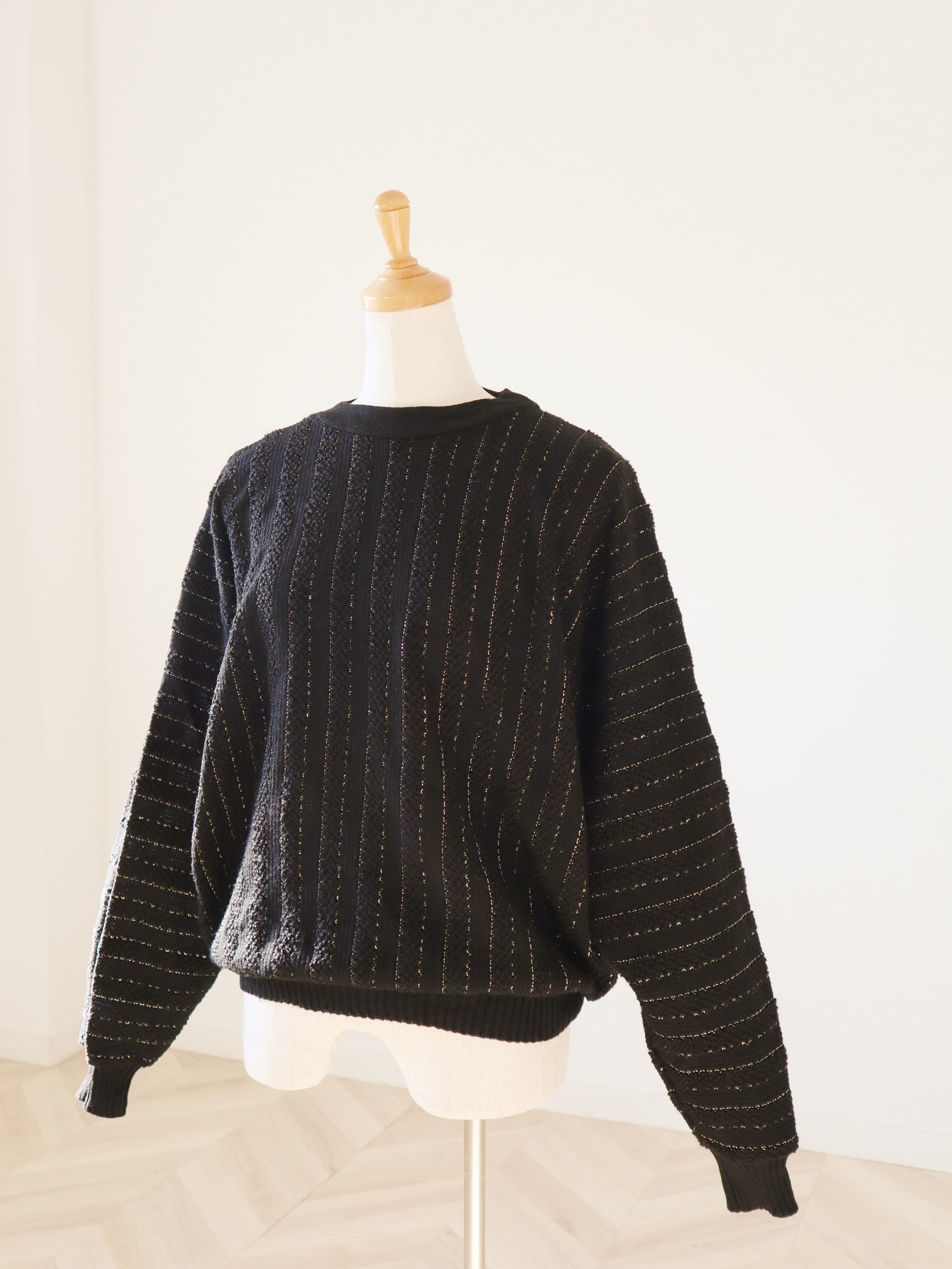 lame yarn jacquard dolman sleeve sweater