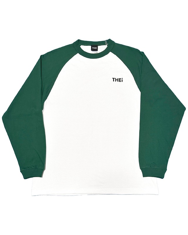 BASIC ONE POINT RAGLAN LONG T-SHIRT - WHITE / IVY GREEN
