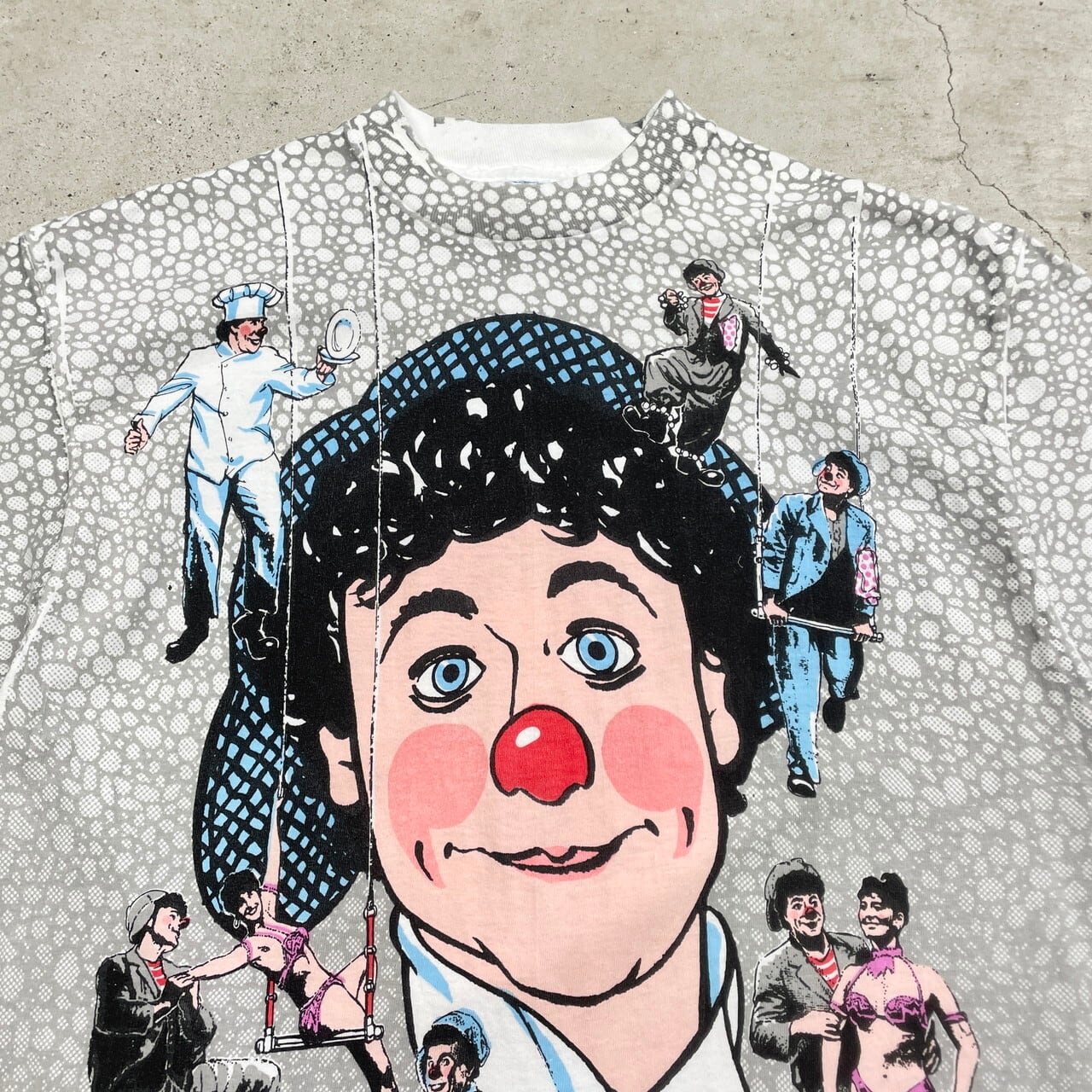 80年代~90年代 David Larible ピエロ オールオーバープリントTシャツ  