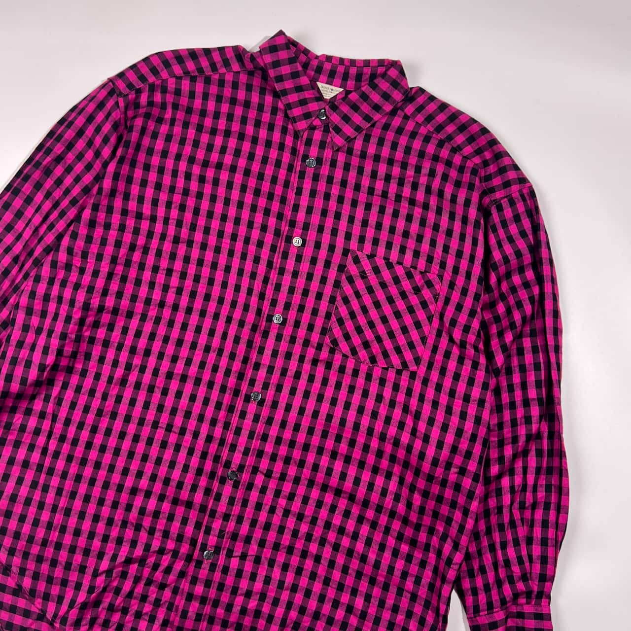 SACHIKO YAMAGUCHI サチコヤマグチ ギンガムチェック柄 レーヨン 長袖シャツ L程度/ピンク×ブラック メンズ