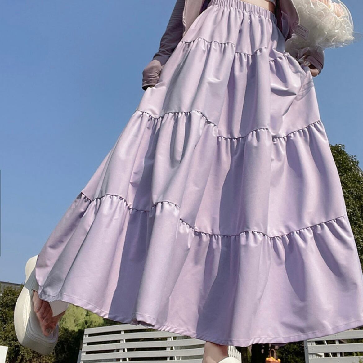 フレアロングティアードスカート