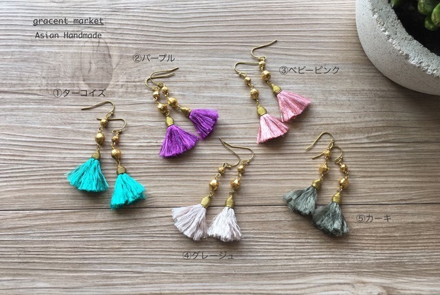 【即納・送料無料】デザイン タッセルピアス アジアンハンドメイド アクセサリー