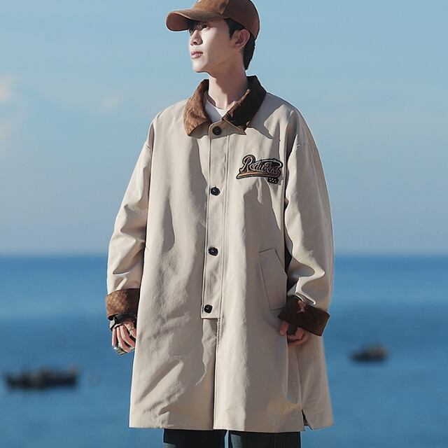 【予約販売】コート チェスターコート アウター レトロ バイカラー ミドル丈 防寒 メンズ ストリート ブラック ベージュ 防寒 お洒落 こなれ感 ベーシック 秋冬 大きいサイズ M/L/XL/2XL/3XL/4XL/5XL