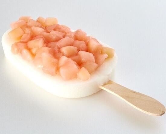 【業務用】リッチ果実バー 白桃 90ml×32本入|白桃ピューレ×果肉ダイス トッピング シャーベット(北海道・沖縄・離島配送不可)