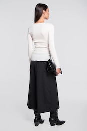 ウールシルク Vネック 長袖 アイボリー 2、3サイズ