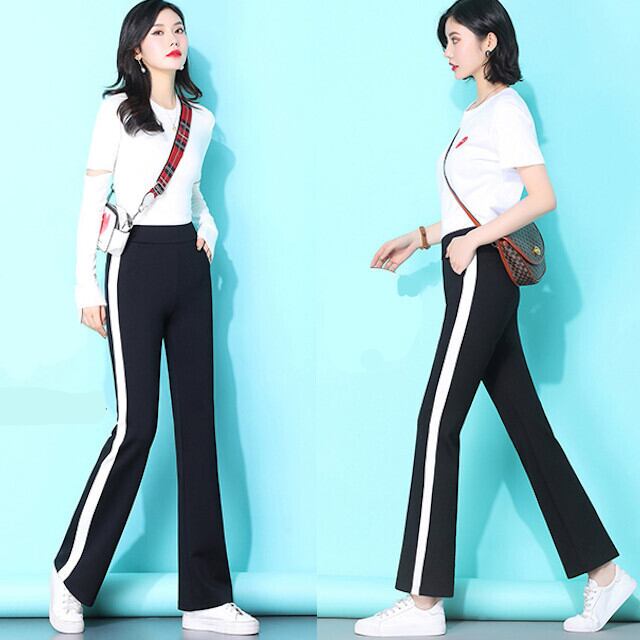 レディース ボトムス パンツ モノトーン ラインパンツ スポーティ ウエストゴム ストレッチ おしゃれジャージ サイズ展開豊富 ボーイッシュ S/M/L/XL/2XL/3XL/4XL