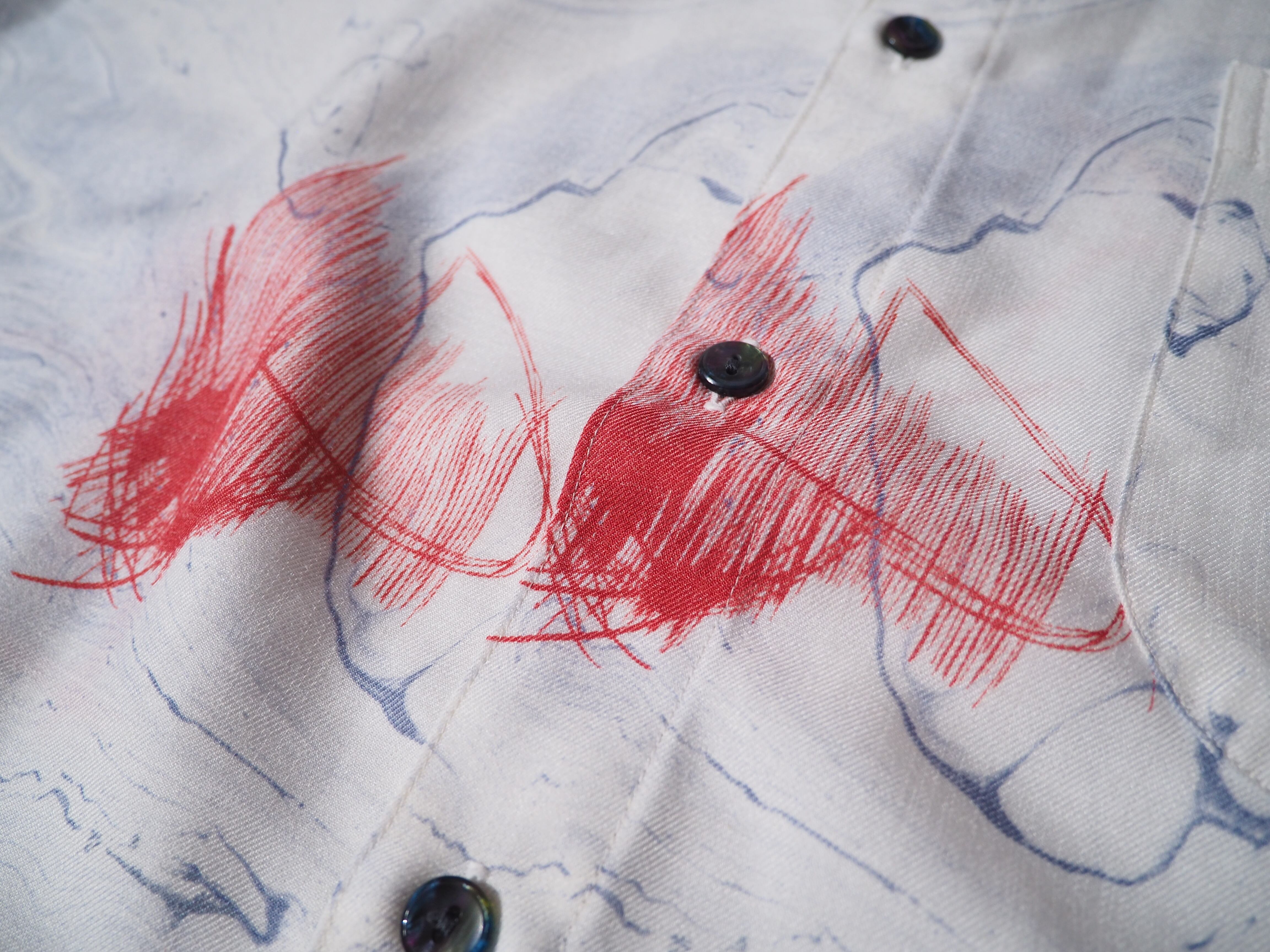 1990s Contemporary art printed box silhouette shirt