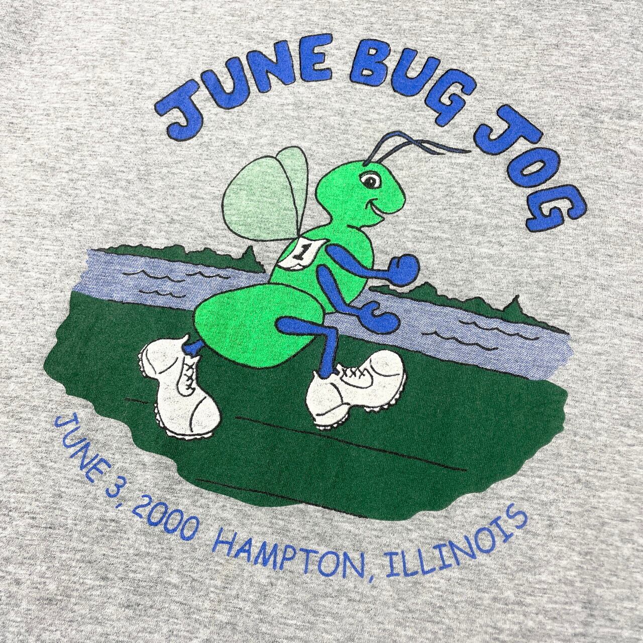 00年代 JUNE BUG JOG アート イベント プリントTシャツ メンズXL 古着 00s ビンテージ ヴィンテージ 虫 霜降り グレー