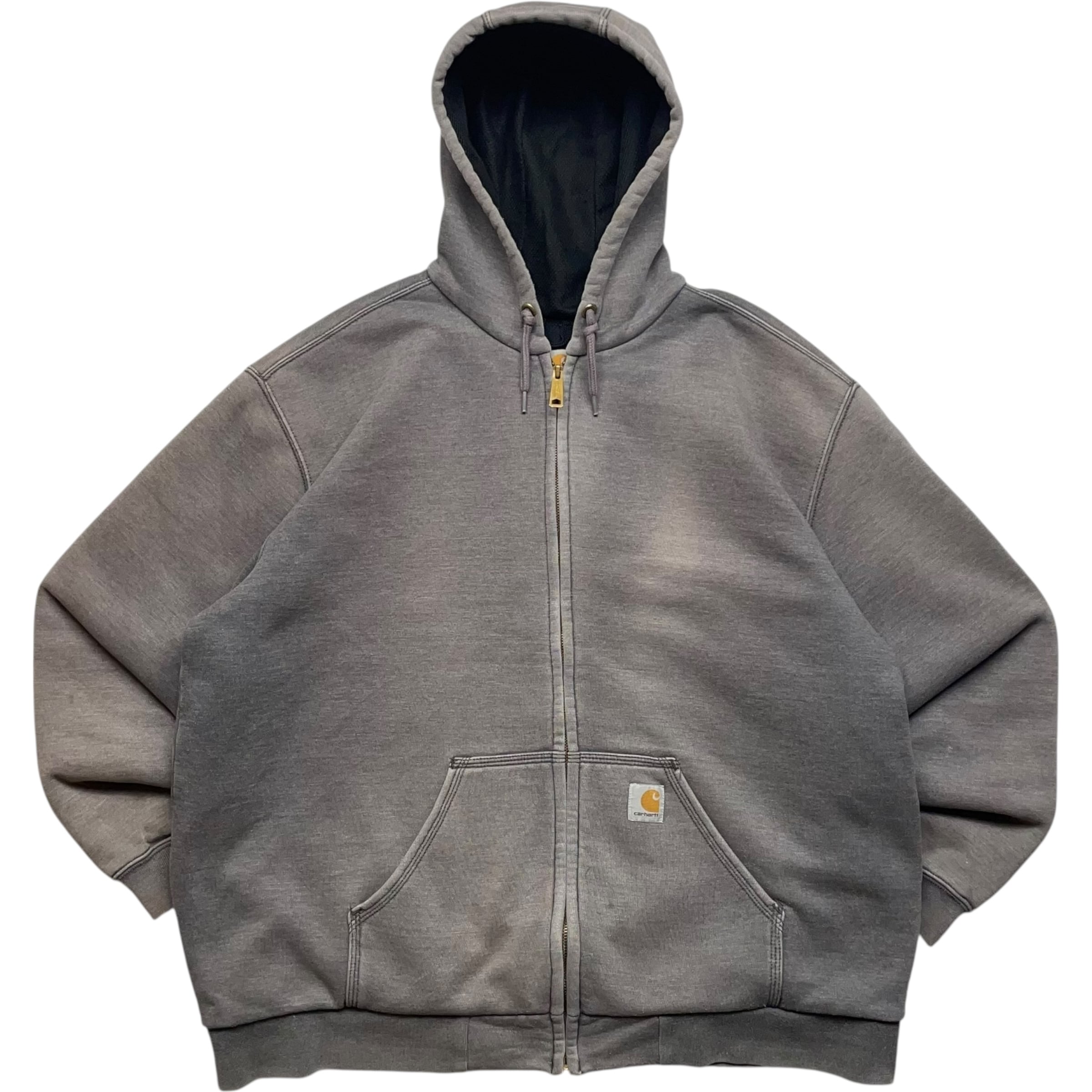 《XL》 Carhartt カーハート ジップパーカー 裏メッシュ ワンポイントロゴ グレー no.9057