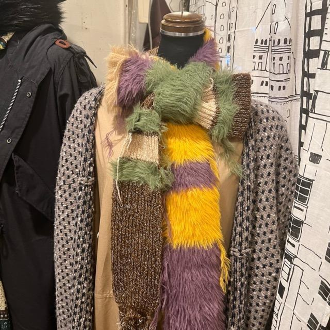 TOPANGA Accessory Fur & Knitted Slim Muffler (2 Colors)