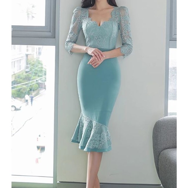 Sexy Feminine Frill Slim Fit Fishtail Dress　　V2395