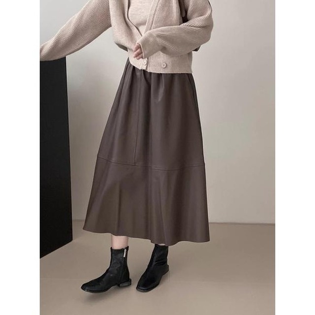 fake leather flare skirt N30158