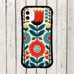 受注生産 iPhoneケース 赤青の小花民芸パターン｜花モチーフ FMSY098B