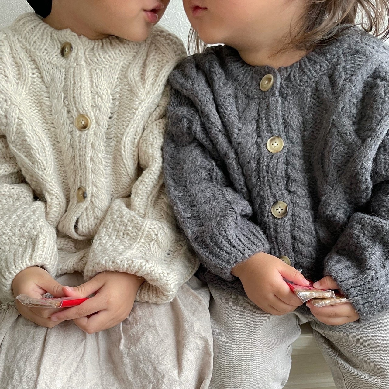 【即納】 cable knit cardigan