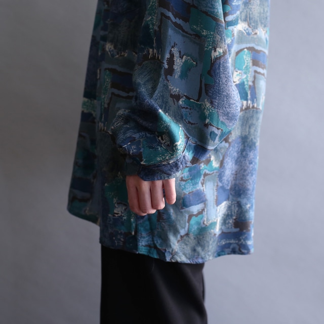 cold collar art pattern rayon shirt