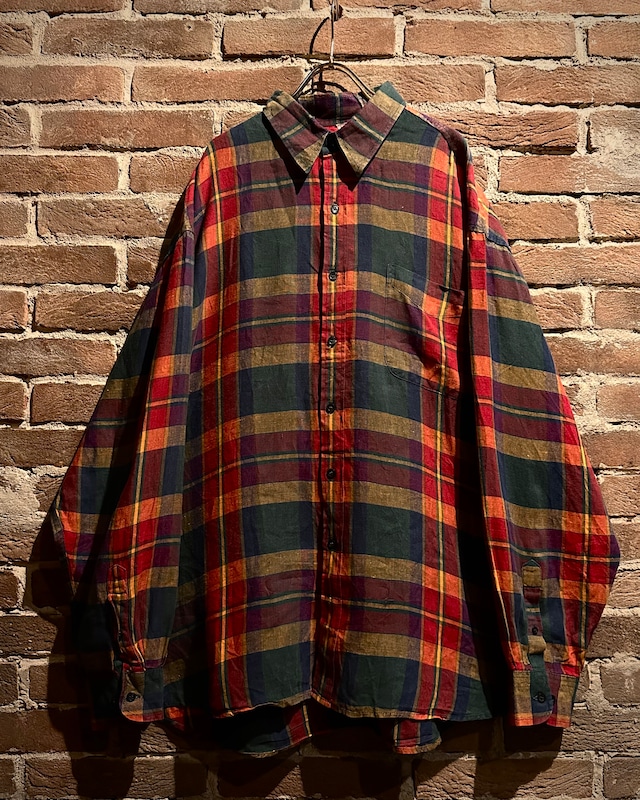 【Caka act3】90's “OLD GAP” Loose L/S Linen Check Shirt