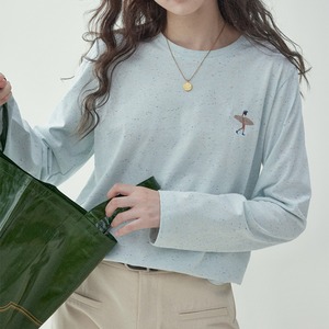 colorful polka dot embroidered loose long sleeved top