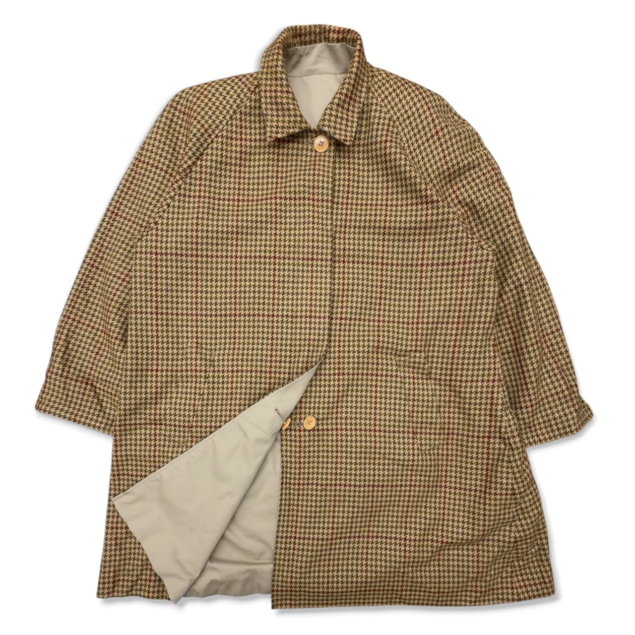 【Aquascutum】アクアスキュータム リバーシブルコート 千鳥柄 ベージュ