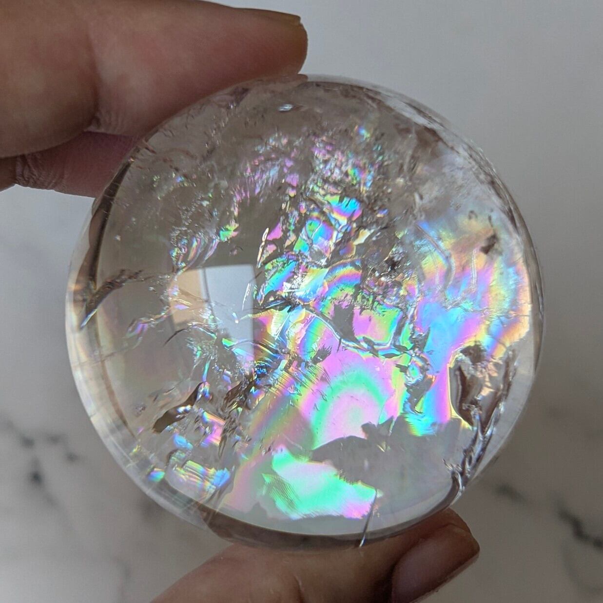 おすすめ⭐︎ピンククォーツスフィア 約　虹あり 高透明 高品質ピンククォーツ スフィア 約48mm | iris imrama stone