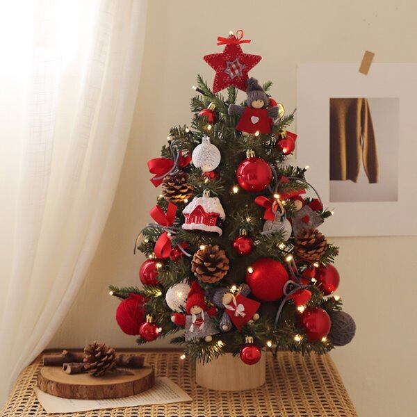 【THE FM】クリスマスツリー ニット帽人形 レッド系 50cm
