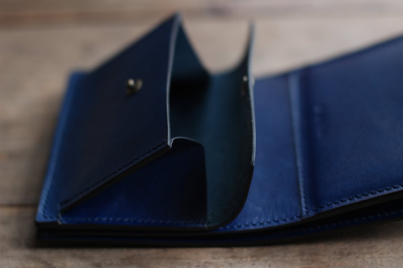 藍染革[migaki] コンパクト財布 | enku Onlineshop