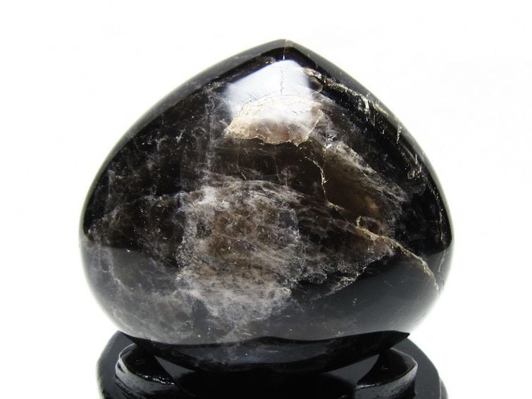 黒輝石 半月型 置物 モリオン 置物 黒水晶 ハート 台座付属 一点物 155-1091 | 天然石